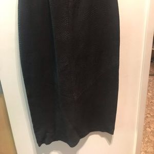 24 Collection Stamped Leather Skirt in Black